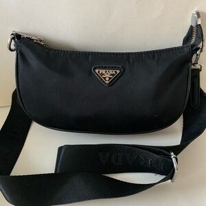 Prada Black Nylon Pouchette Crossbody with Adjustable Strap